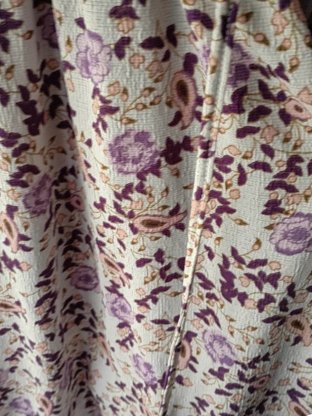 MELLODAY Cream Top with Lavender and Tan Floral Print